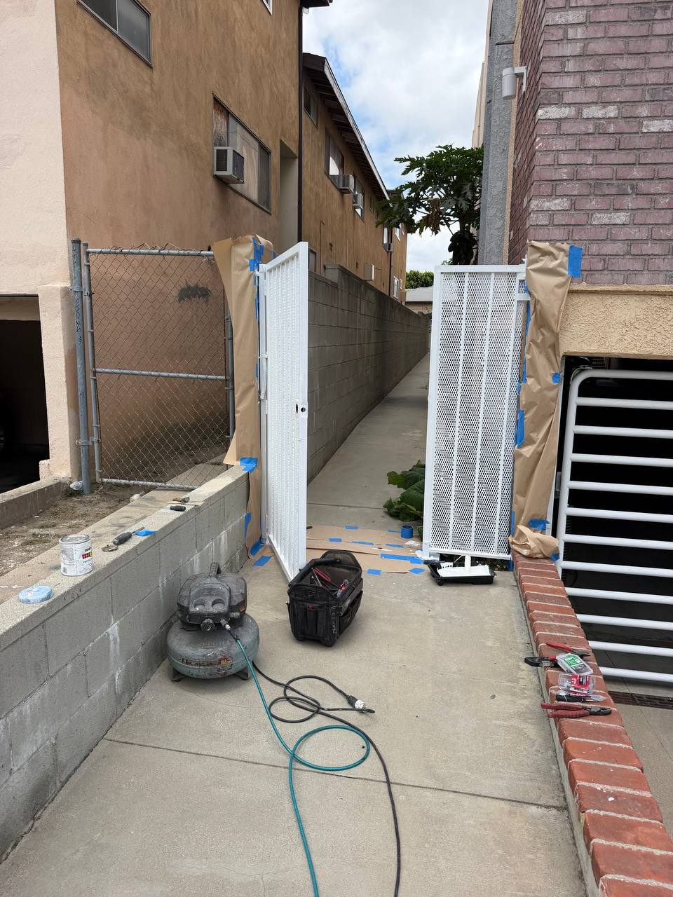 Pedestrian gate progress during repaint work
